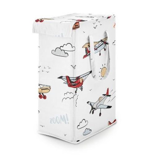 Sweet Jojo Designs Boy Foldable Laundry Hamper with Handles Airplane Red Blue and White