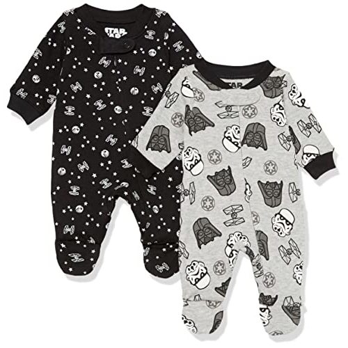 Amazon Essentials Disney | Marvel | Star Wars Unisex Babies' Cotton Footed Sleep and Play - Discontinued Colors, Multipacks