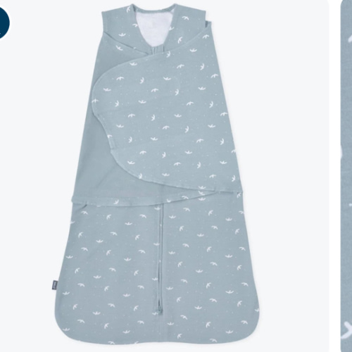 Small- Blue Bird Print Cotton Swaddle | HALO