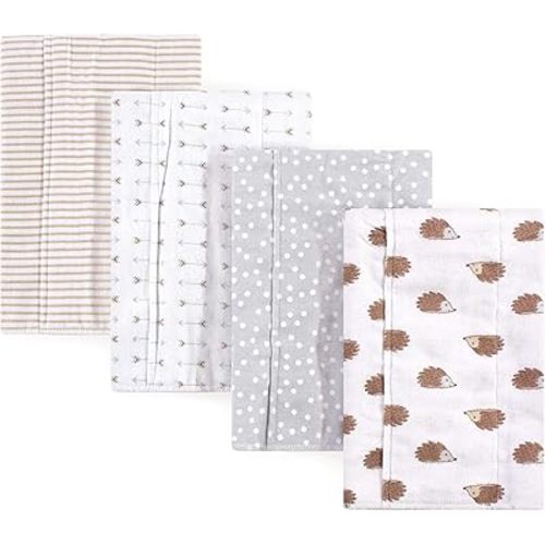 Hudson Baby Unisex Baby Cotton Flannel Burp Cloths, Hedgehog, One Size
