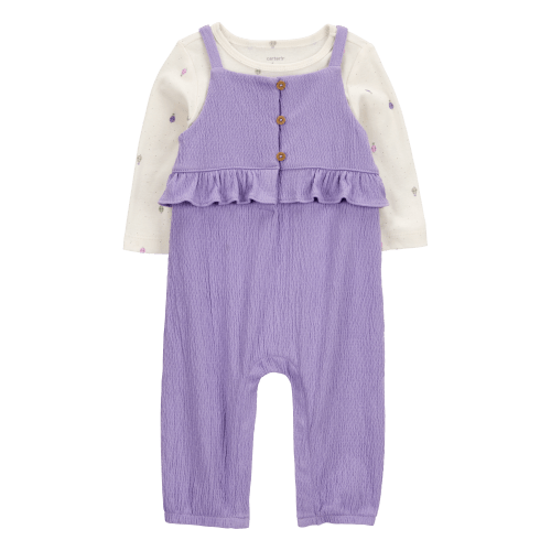 Baby 2-Piece Long-Sleeve Tee & Coverall Set - Purple