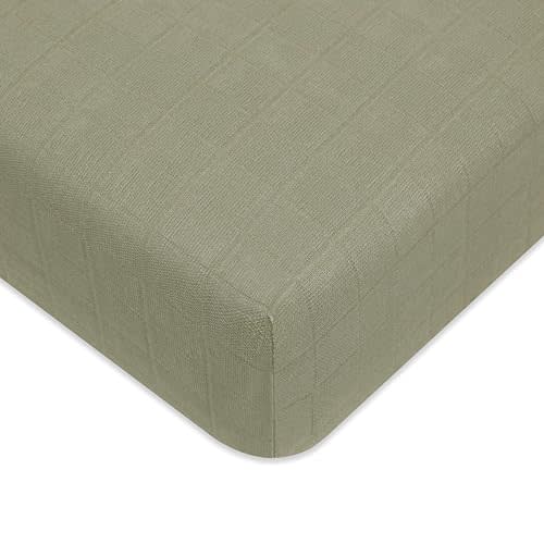 Babyletto 100% Organic Cotton Crib Sheet, GOTS-Certified, Fitted 360°, Ultra-Soft and Breathable Muslin - Green