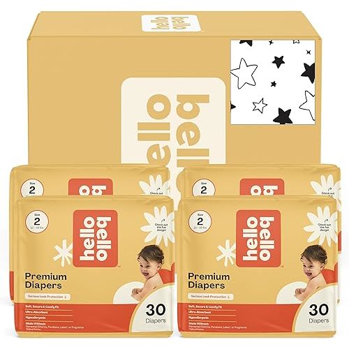 Hello Bello Diapers, Size 2 (10-16 lbs) Superstars - 120 Count Value Pack of Premium Disposable Baby Diapers, Hypoallergenic with Soft, Cloth-Like Feel