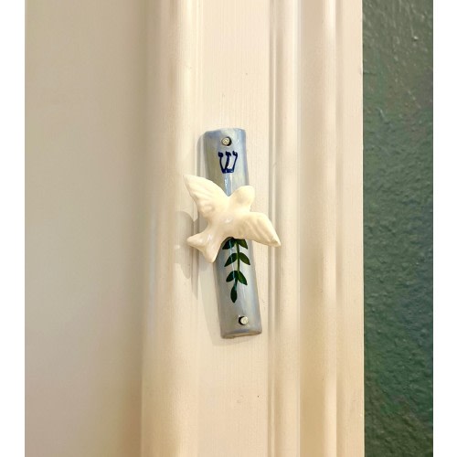 Handmade Ceramic Dove Mezuzah