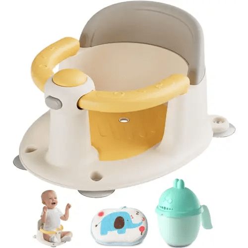 Baby Bath Seat 6 Months & up, Bath Seat for Baby, Infant Bath Seat with Suction Cups, Non-Slip, Detachable,Yellow