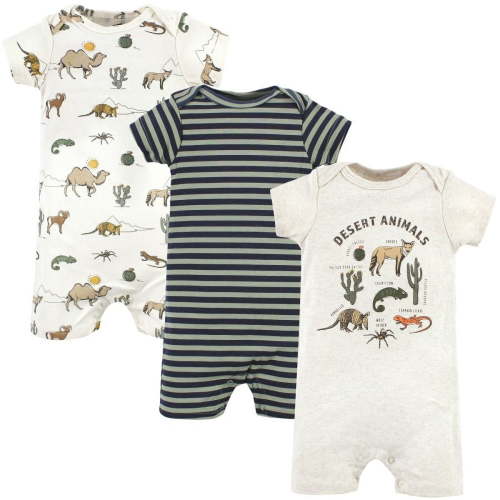 Hudson Baby Infant Boy Cotton Rompers, Desert Animals, 6-9 Months