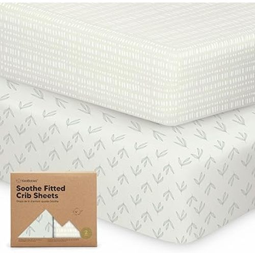 KeaBabies 2-Pack Organic Crib Sheets for Boys, Girls, Jersey Fitted Crib Sheet, Baby Crib Sheets Neutral, Cotton Breathable Crib Sheet, Cute Printed Crib Mattress Sheet, Baby Mattress Sheets (Fleur)
