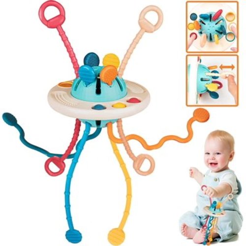 Montessori Pull String Sensory Learning Toys for 1 Year Old Baby 6-12 Months Food Grade Silicone Developmental Toy Toddler Boy Girl Gift