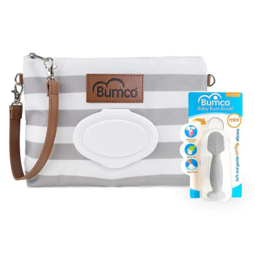 Bumco Diaper Clutch & Mini Baby Bum Brush Bundle (Gray/Gray)