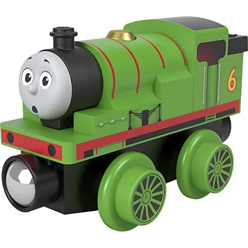 Fisher-Price Thomas & Friends Wooden Railway, Percy Engine, Push-Along Toy Train Made from Sustainably Sourced Wood for Toddlers and Preschool Kids