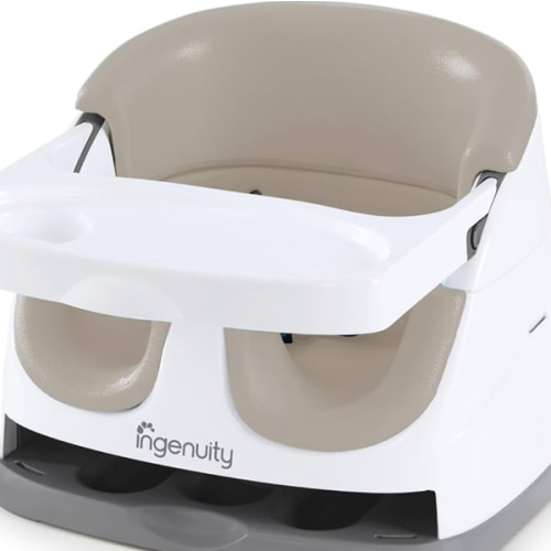 Ingenuity Baby Base 2-in-1 Booster Feeding and Floor Seat with Self-Storing Tray - Cashmere