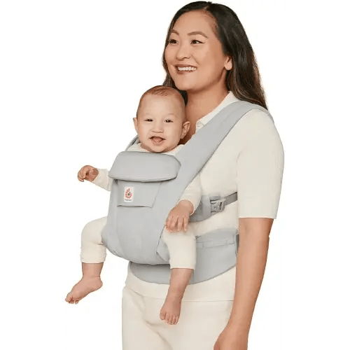 Ergobaby Omni Deluxe Baby Carrier Newborn to Toddler - Breathable Baby Carriers for Summer - All-Position Carrier with Enhanced Lumbar Support & Airflow (7-45 Pounds), Cotton, Pearl Grey