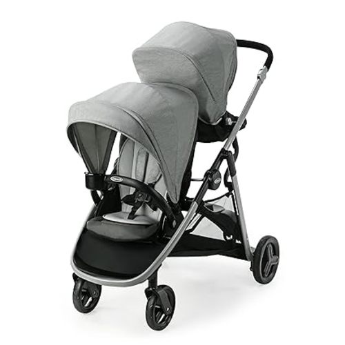 Graco Ready2Grow 2.0 Double Stroller, Twin Baby Stroller Features Bench Seat and Standing Platform Options, Compact Fold Perfect for Baby Travel, Rafa