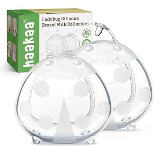 haakaa Ladybug Silicone Breast Milk Collector - Wearable Breast Shells Nursing Cups for Large Milk Supply, Reusable, Extra-Soft & Skin-Friendly (150ml, 2PCS)