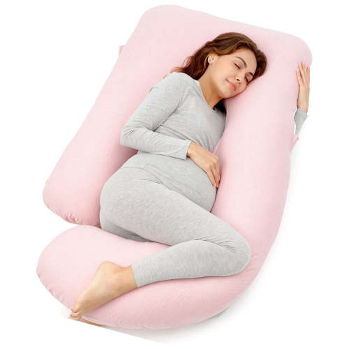 Momcozy Pregnancy Pillows for Women, Maternity Pillow for Side Sleeping, 57 inch Jersey Knit Cotton