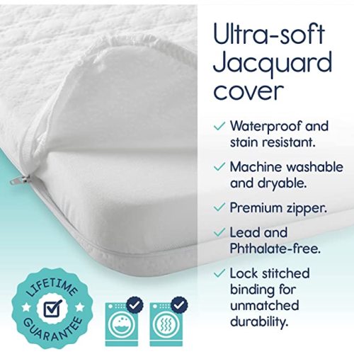 hiccapop Pack and Play Mattress Pad fits (38"x26"x1.5"), Playard Mattress for Pack and Play, Pack N Play Mattress Topper with Washable Cover, New 1.5" Thick - Playard Mattress [Carry Bag Included]