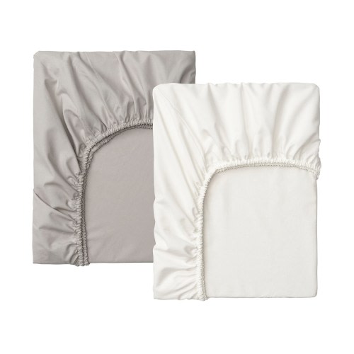 LENAST Crib fitted sheet, white, gray, 28x52" - IKEA