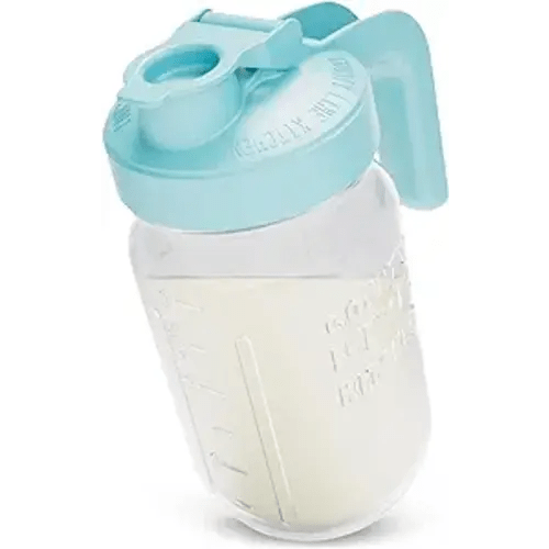 County Line Kitchen Glass Mason Jar Pitcher with Lid - Wide Mouth, 1 Quart (32 oz) - Heavy Duty, Leak Proof - Sun & Iced Tea Dispenser, Cold Brew Coffee, Breast Milk Storage, Water & More - Light Blue - 32 Oz - Breast Milk Pitcher