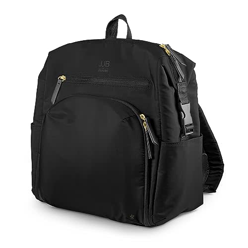 JuJuBe Modern Diaper Bag Backpack with Portable Changing Pad, Stroller Straps, Large Travel Backpack for Boy or Girl, Carrying Baby Bottles, Wipes, Diapers, Pacifiers, Black, Mother's Day Gift