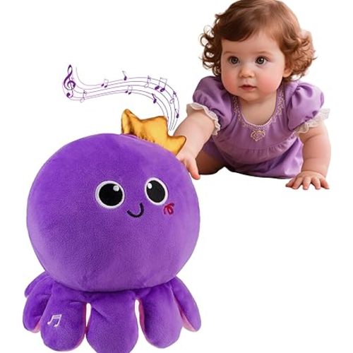 Octopus Baby Crawling Musical Interactive Toys with 97 Melodies, Talking Repeat Function Language Learning for Newborn Infant, Safe Plush Sensory Learning Montessori Toy for Toddlers Gift 0+ Months
