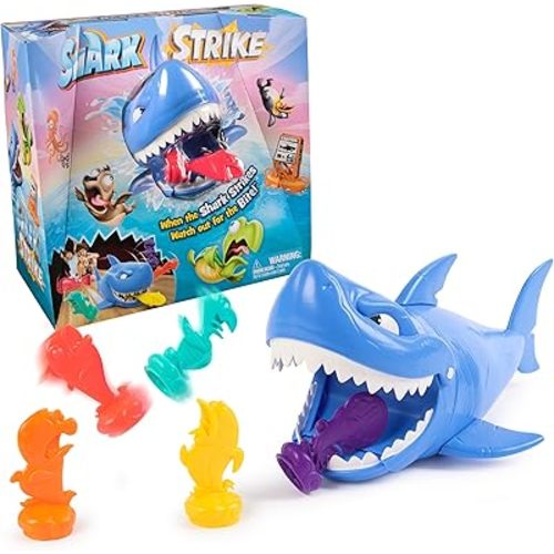 Spin Master Games, Shark Strike, Bowling Game with Wind-Up Jaw-Chomping Action, Easy Activity Toy for Preschoolers, Fun for Kids & Family, 2-4 Players, Stocking Stuffer Gift Ideas for Ages 5 & Up