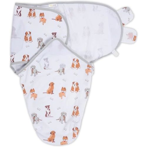 LollyBanks Baby Swaddles, 100% Organic Cotton Swaddles for Newborn Boy and Girl, 3-6 Months Baby Swaddle Sacks with Easy Change Zipper, Newborn Swaddle Neutral Baby Registry (Dogs Print)
