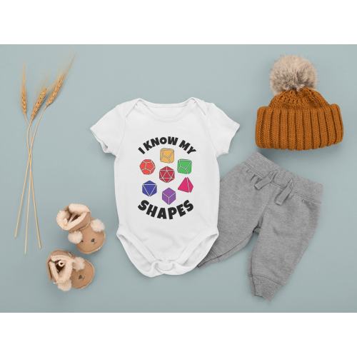 DnD Baby Bodysuit - I Know my Shapes, Dungeons & Dragons Baby Clothes, DnD Baby Shower Gift, DnD Onesie