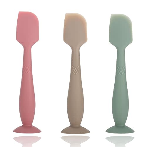 Baby Diaper Cream Spatula, Seeway 3 pack Baby Butt Paste Spatula, Diaper Cream Applicator, Silicone Butt Spatula for Newborn Babies (dark pink, green, brown)