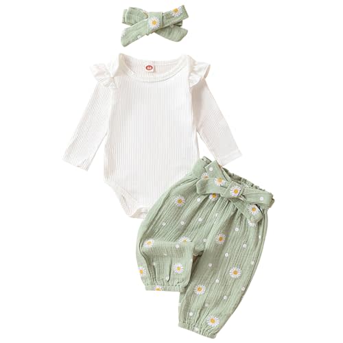Mubineo Baby Girl Clothes Outfits Cute Flower Romper Daisy Pant Fall Winter Newborn Outfit Sets
