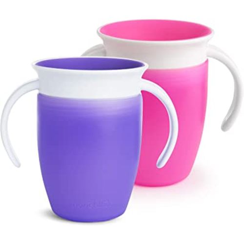 Munchkin® Miracle® 360 Trainer Cup, 7 Ounce, 2 Pack, Pink/Purple