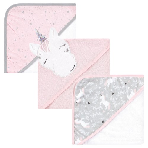 Hudson Baby Infant Girl Cotton Rich Hooded Towels, Pink Unicorn, One Size - Pink Unicorn - One Size