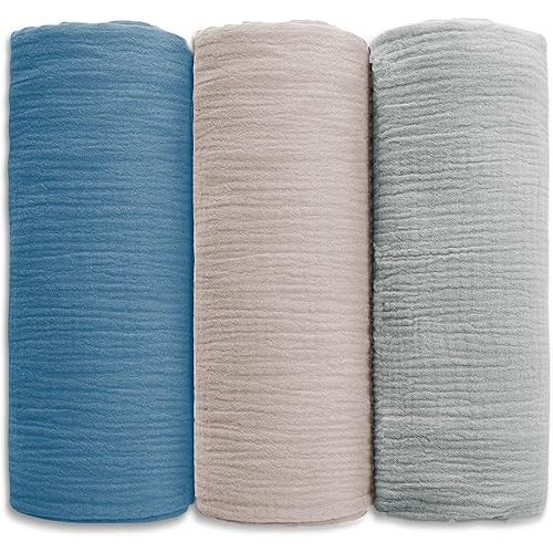 Muslin Swaddle Blankets for Baby Boy Girl,Muslin Newborn Receiving Blankets Set,Soft Breathable Muslin Baby Blanket,Baby Swaddle Blankets 3 Pack