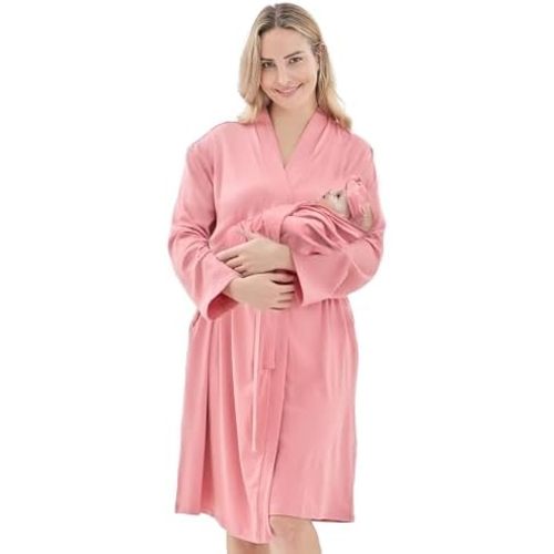 V.&GRIN Mommy and Me Robe and Swaddle Set, Maternity Robe and Matching Baby Blanket | Hospital Outfits Labor Delivery