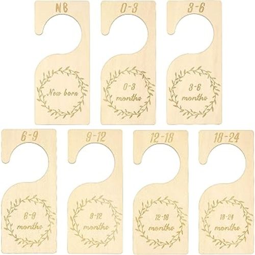 Patelai 7 Pieces Closet Size Divider Organizers Hanging Closet Dividers from Newborn Infant to 24 Months for Home Nursery Clothes
