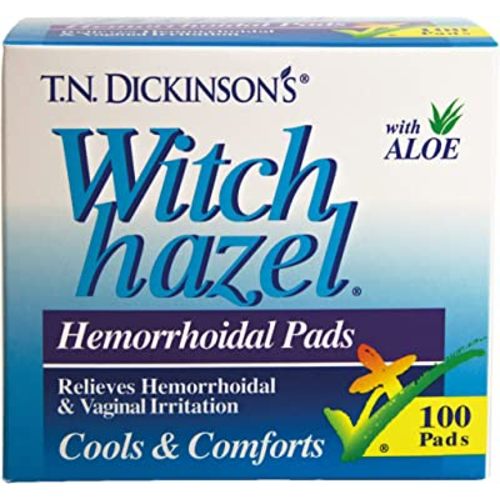 T.N. Dickinson's Hemorrhoidal Pads, Witch Hazel with Aloe, Clear, 100 Count