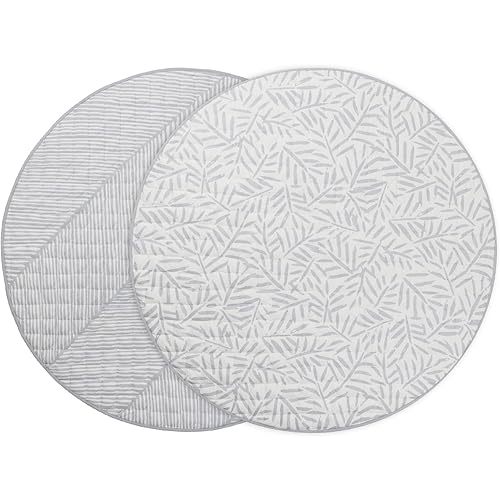 Toddlekind Organic Cotton Reversible Play Mat – 48" Handmade Blanket for Floor Activities, Tummy Time, Nursery Decor, and Family Comfort 0m+ Stone (Gray)