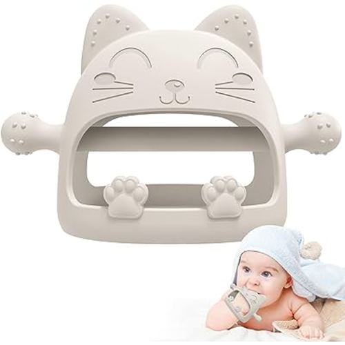 Baby Teether-Teething Toys for Babies 0-6 Months-Silicone Teething Mitt with Cute Cat Shape Baby Toys 6 to 12 Months,Newborn Essentials Must Haves for Teething Relief,Ideal Baby Shower Gifts for Moms