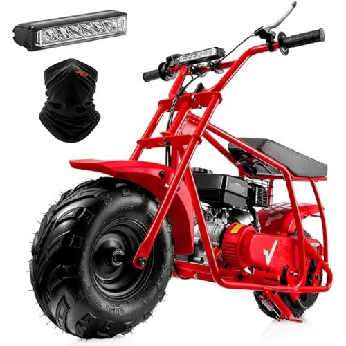 FRP Mini Dirt Bike GMB100, 99 CC Gas Powered Mini Bike 4 Stroke 3HP, Off Road for Kids and Adult, Trail Bike Up to 24 Mph, Weight Support Up to 185 LBS (RED)