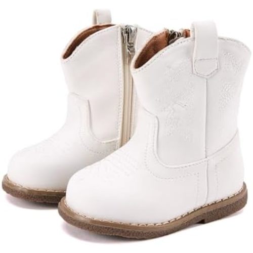 BMCiTYBM Baby Cowboy Cowgirl Boots Infant Western Boots Toddler Boys Girls Round Toe Riding Mid Calf Boots All Seasons for 6 9 12 18 24 Months
