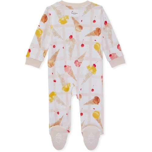 Burt's Bees Baby Baby Girls' Sleep and Play Pajamas, 100% Organic Cotton One-Piece Romper Jumpsuit Zip Front Pjs - Fresh Scoop - Newborn