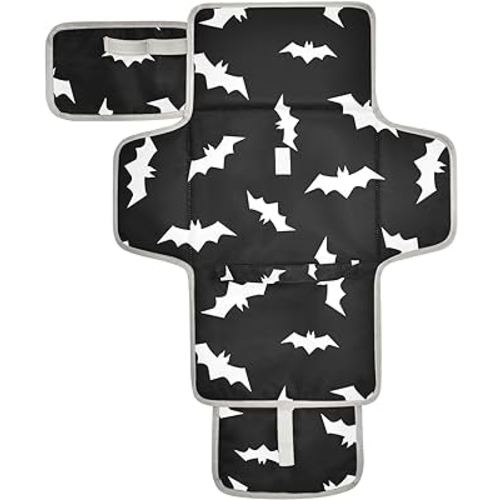 Halloween Bats Portable Baby Changing Pad Diaper Changing Table Pad Waterproof Travel Changing Station Mat with Built-in Pillow for Baby Gifts Stuff Newborn