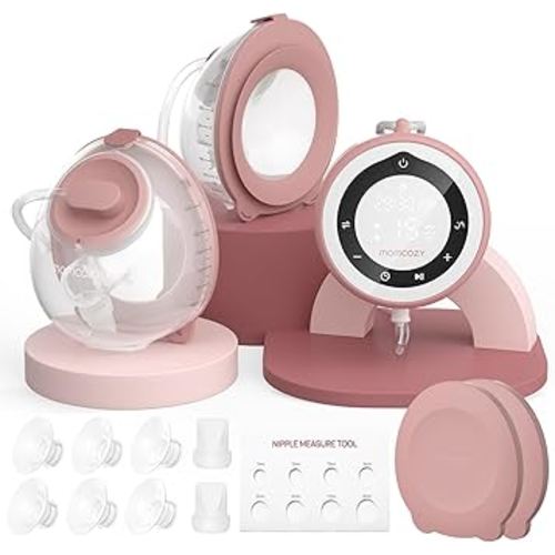 Momcozy Breast Pump V1 Pro Hospital-Grade, Hands-Free & Portable Wearable Pump, Upgraded Electric Pump with 3 Fine-Tuned Rhythms|15 Levels, Come with Leak-Proof DoubleFit Flange, Cozy Red.
