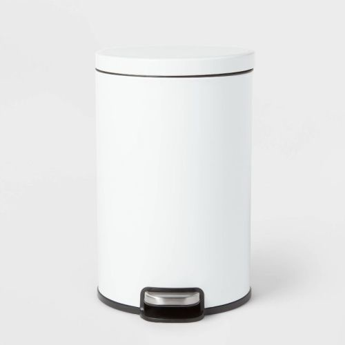 12l Round Step Trash Can White - Brightroom™: Stainless Steel, Indoor Bin With Lid, Smooth Finish, 3.1 Gallon Capacity