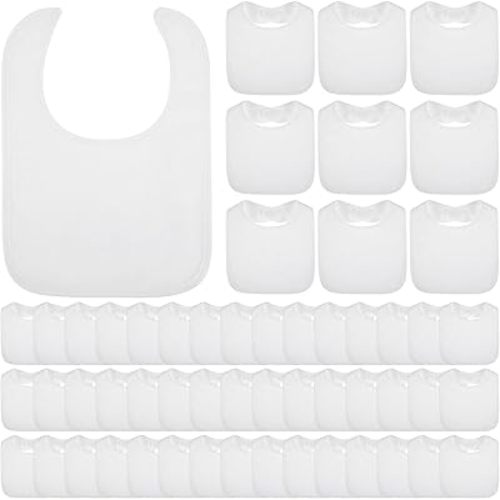 Toulite 50 Pcs White Bibs for Baby Washable Reusable Waterproof Cotton Feeder Bibs with Double Sided Design