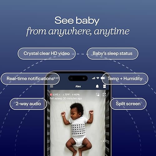 Nanit Pro Smart Baby Monitor & Wall Mount – 1080p Secure Wi-Fi Video Camera, Sensor-Free Sleep & Breathing Motion Tracker, 2-Way Audio, Sound & Motion Alerts, Night Vision, and Breathing Band - White