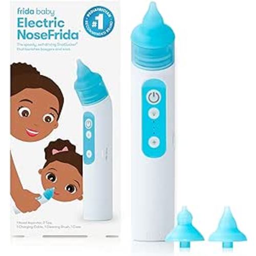 Frida Baby Electric NoseFrida Nasal Aspirator for Baby, Nose Sucker for Allergy Relief for Baby & Toddler, Nasal Aspirator with 3 Suction Levels, 2 Silicone Tips, USB Rechargeable