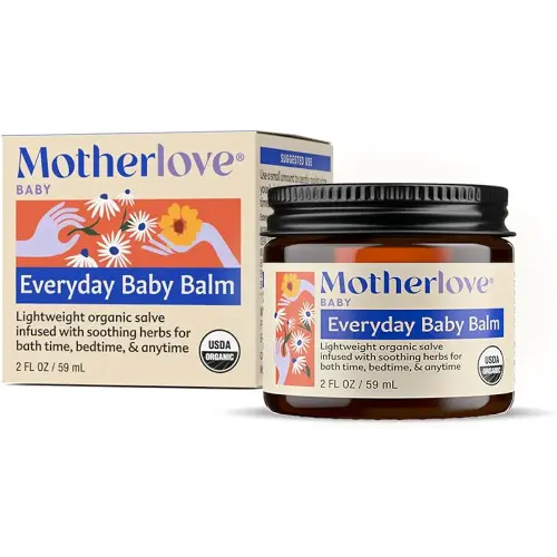 Motherlove Everyday Baby Balm (2oz) Organic, Plant-Based, All-Natural Baby Essential for Newborns, Infants, & Toddlers—Moisturizing Herbal Salve w/Calming Chamomile—Organic, Cruelty-Free
