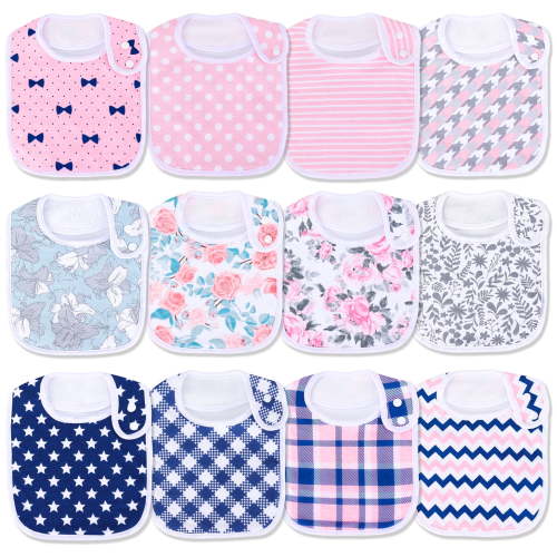 Benoxine Unisex Baby Bibs: 12-Pcs Set, Organic Cotton, Perfect for Newborns