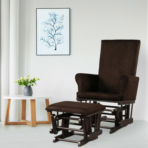 Harriet Bee Glider And Ottoman Cushion Set Wooden Baby Nursery Rocking Chair Brown & Reviews | Wayfair
