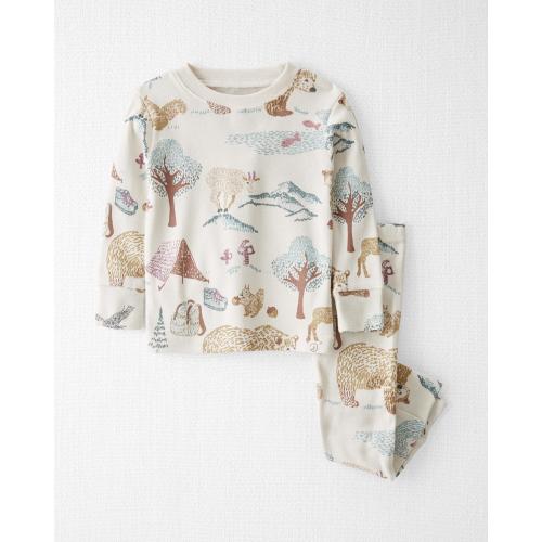 Baby Organic Cotton Pajamas Set - 18M - Style,Woodland Animals on Sweet Cream